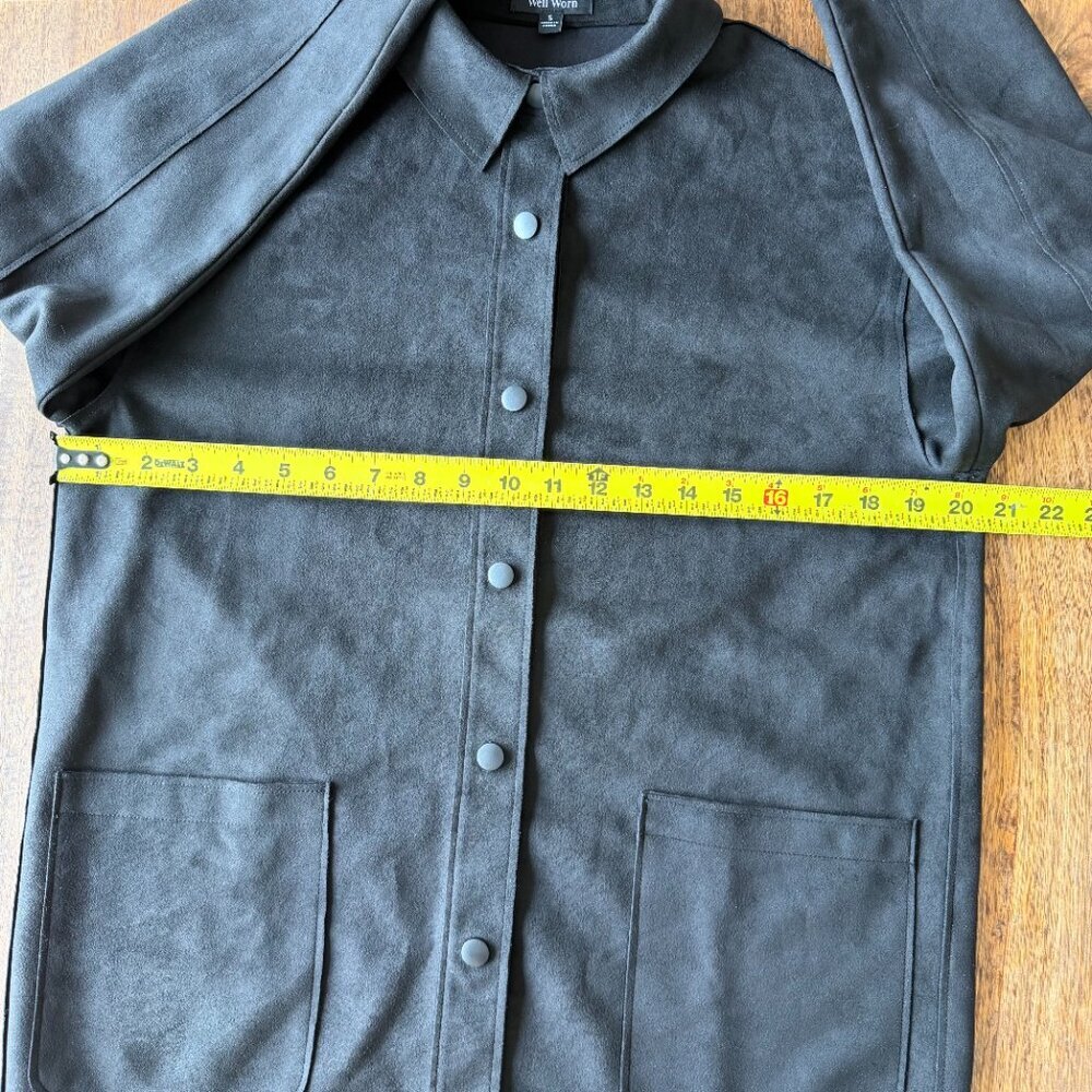 Well Worn Black Faux Suede Shacket Jacket Oversized S - Picture 7 of 10
